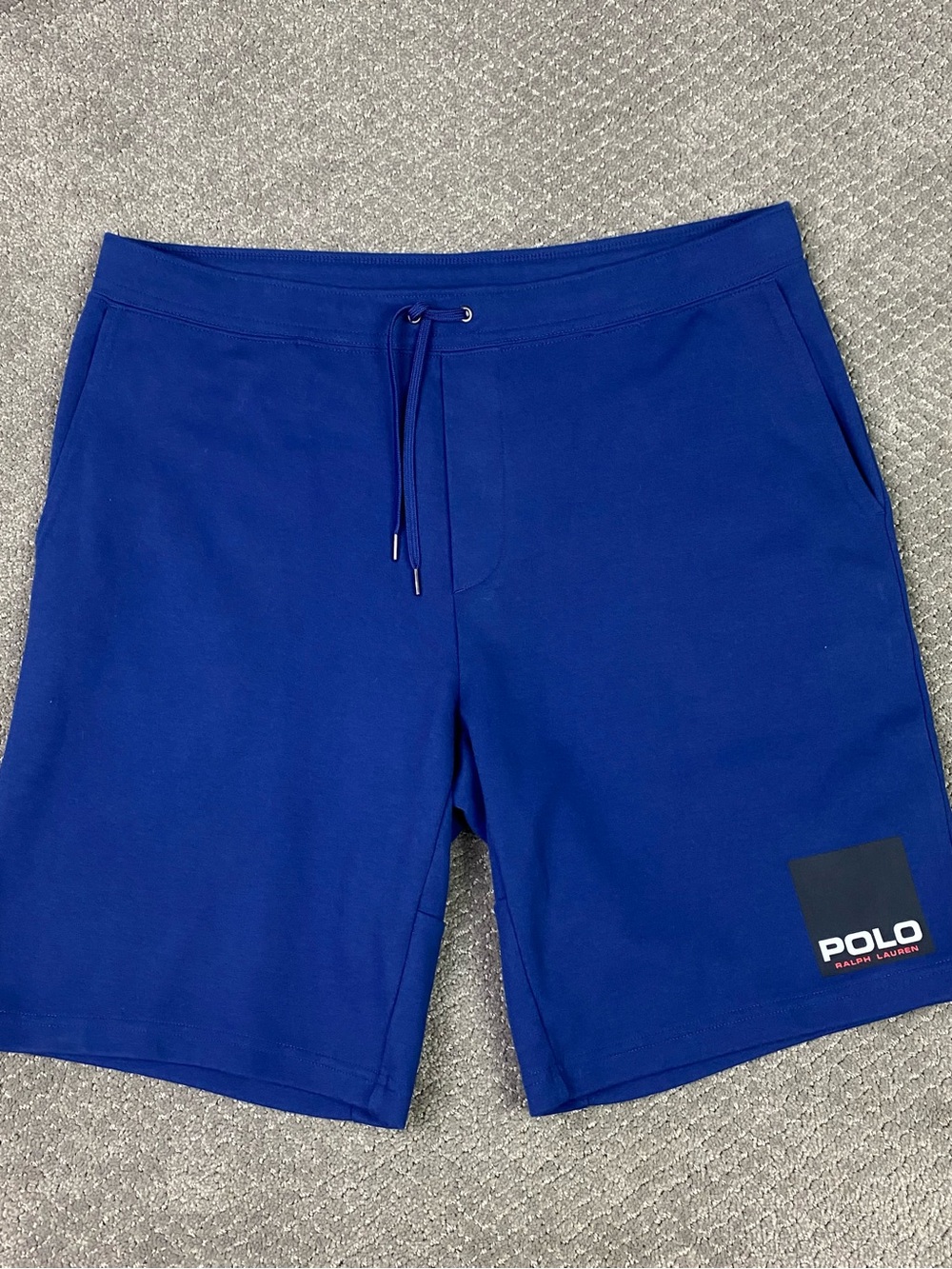 Polo Ralph Lauren Mens Double Knit Box Logo Shorts XL Blue Sweat Gym NWOT
